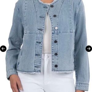 Kut from the Kloth Women's Blue Denim Jacket with Frayed Edges NWOT